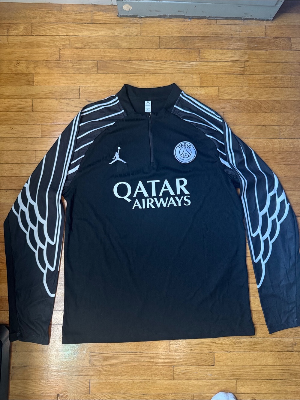 Jordan Black PSG Long Sleeve Pullover with White Wing Detail